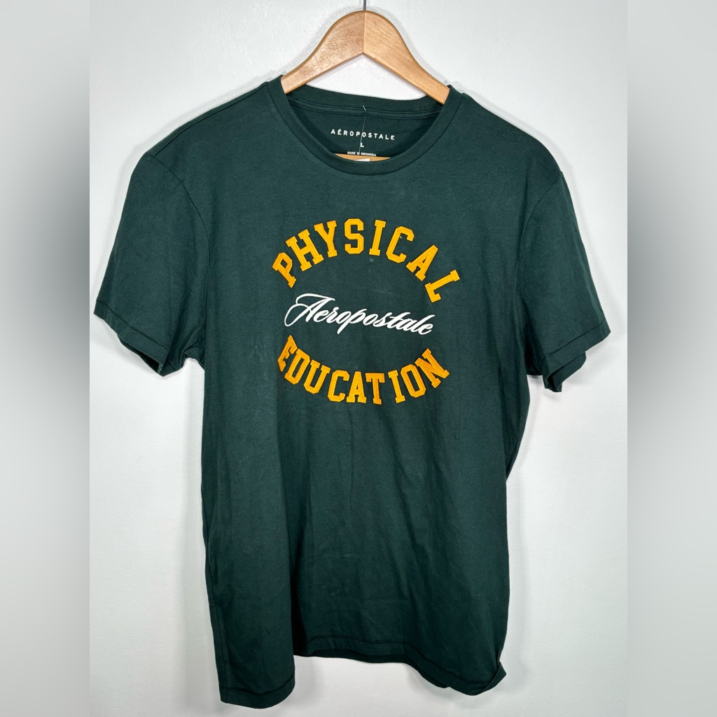Aeropostale Physical Education T Shirt Color Green Size Large Nwt